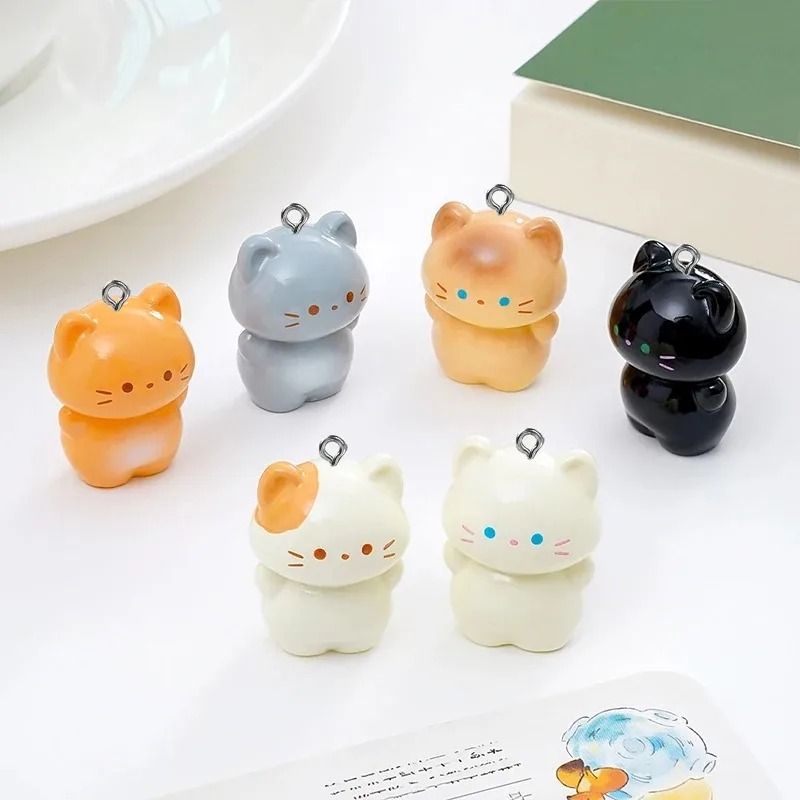 Resin Art Handmade - ชุด 10 ชิ้น จี้เรซินรูปแมวซิมายีส์ 3D แบบตั้งได้