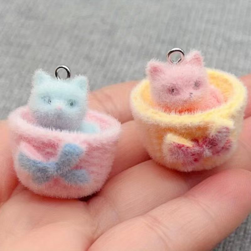 Resin Art Handmade - จี้แมวเรซิน 3D แบบนุ่ม 4 ชิ้น สำหรับทำเครื่องประดับ