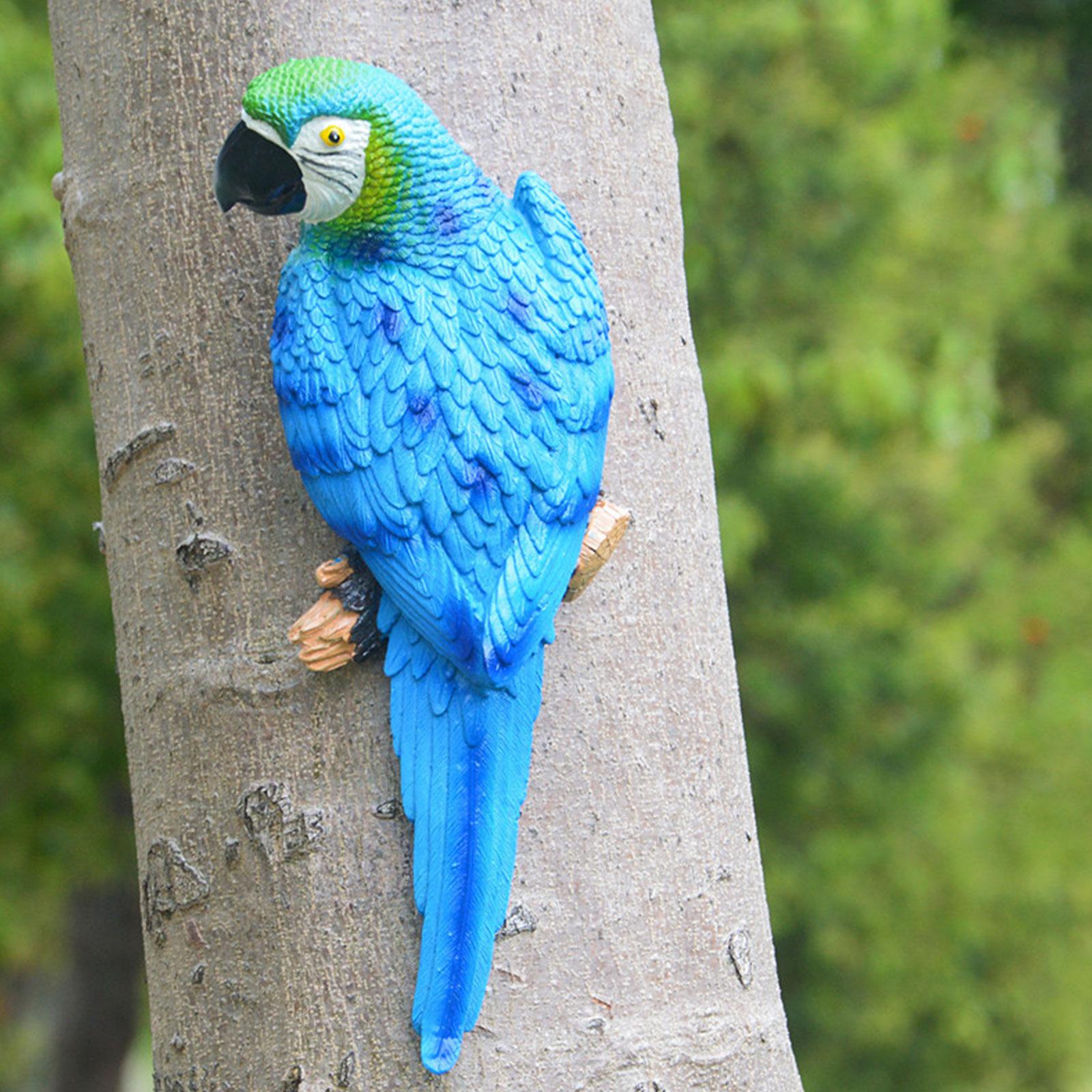 Resin Art Tree - ตุ๊กตาสัตว์ป่ารูปนกแก้ว 2 ชิ้น ของตกแต่งสวน ของตกแต่งต้นไม้ งานฝีมือศิลปะ