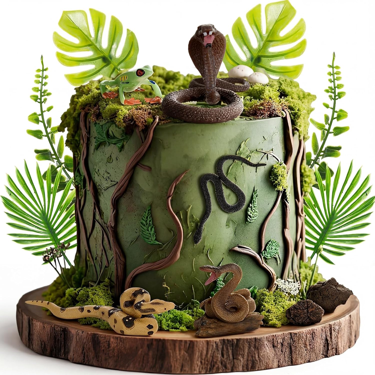 Resin Art Tree - ชุดตกแต่งเค้ก 19 ชิ้น ประกอบด้วยงูประดิษฐ์ กบต้นไม้ โมเดลหิน