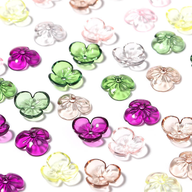 Resin Art Handmade - 20 ชิ้น/ล็อตโปร่งใสเรซิ่นกลีบลูกปัด Blossoms ดอกไม้ Spacer ลูกปัดหมวกลูกปัดแบบหลวมสําหรับเครื่องประดับ