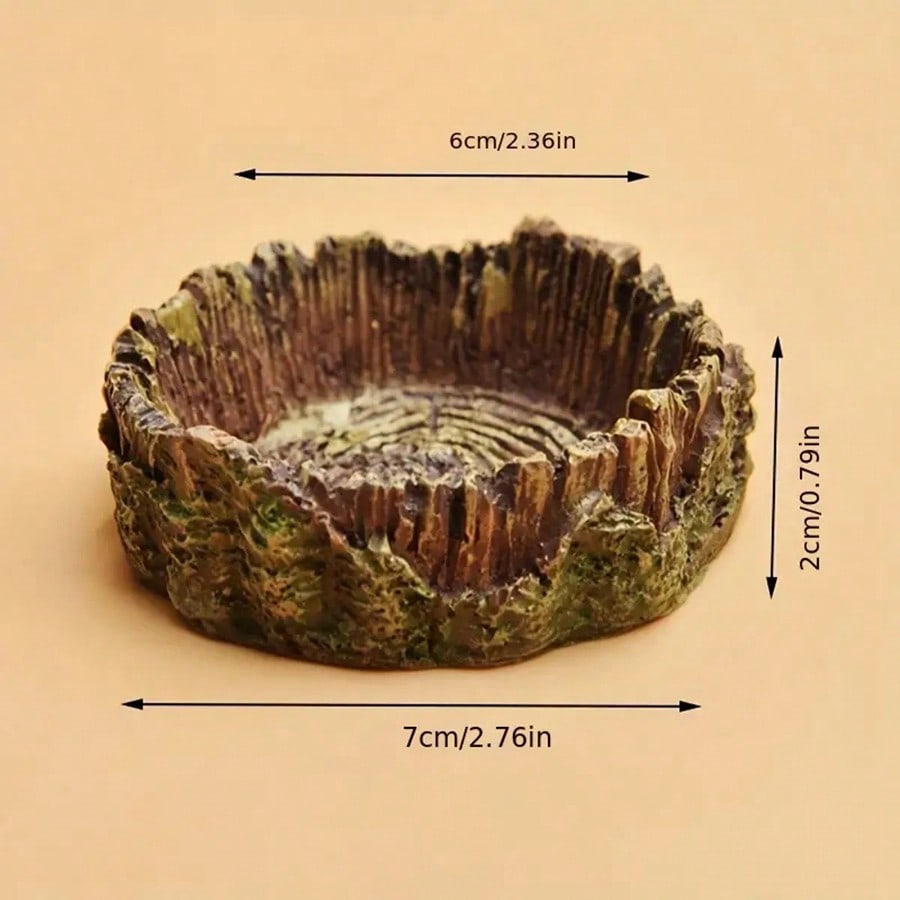 Resin Art Tree - ชามใส่น้ำและอาหารสำหรับสัตว์เลื้อยคลาน รูปทรงตอไม้ ทำจากเรซิน ตกแต่งตู้เลี้ยงสัตว์เลื้อยคลาน สำหรับกิ้งก่าและงู ขนาดเล็กหรือใหญ่