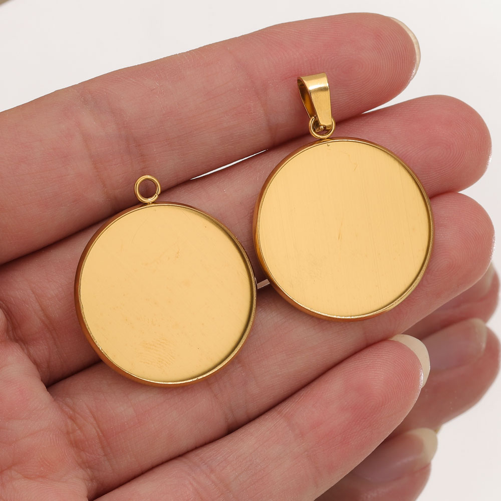 Resin Art Handmade - ฐานถาดเรซิ่นสำหรับจี้ทองสแตนเลส 10 ชิ้น ฐานคาโบชองแบบ DIY สำหรับทำจี้เปล่า