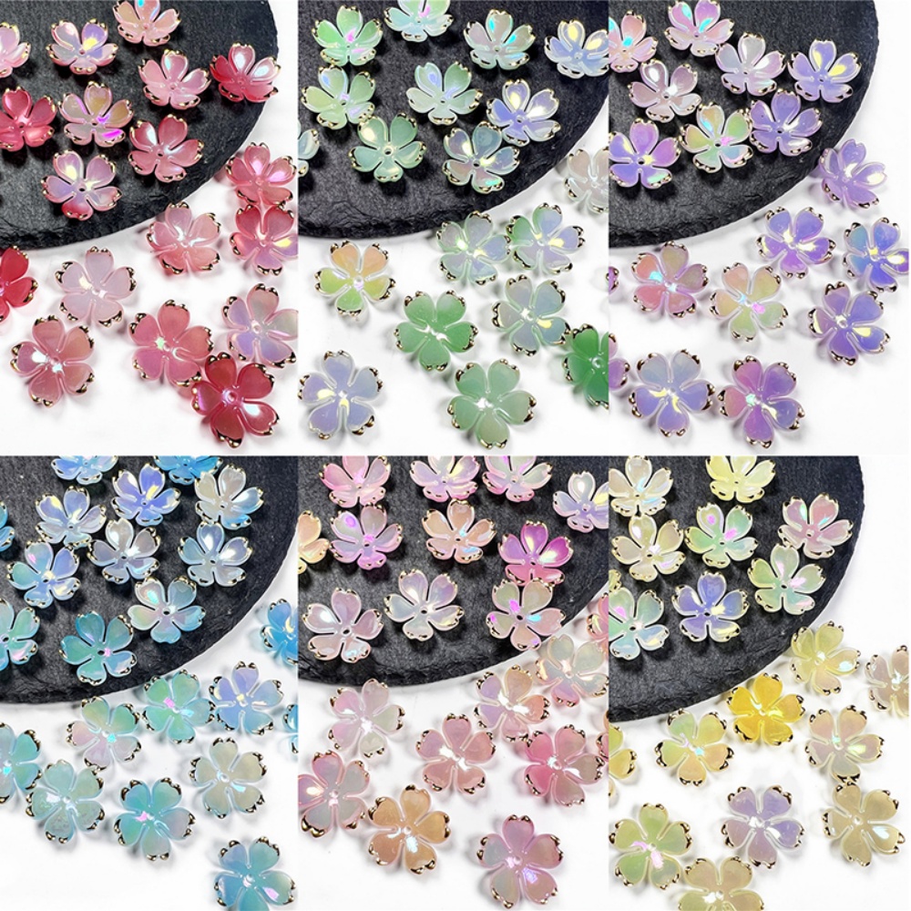 Resin Art Handmade - 50 ชิ้น/ล็อต ลูกปัดอะคริลิคดอกซากุระขนาด 19 มม. ชิ้นส่วนตกแต่งรูปกลีบดอกไม้