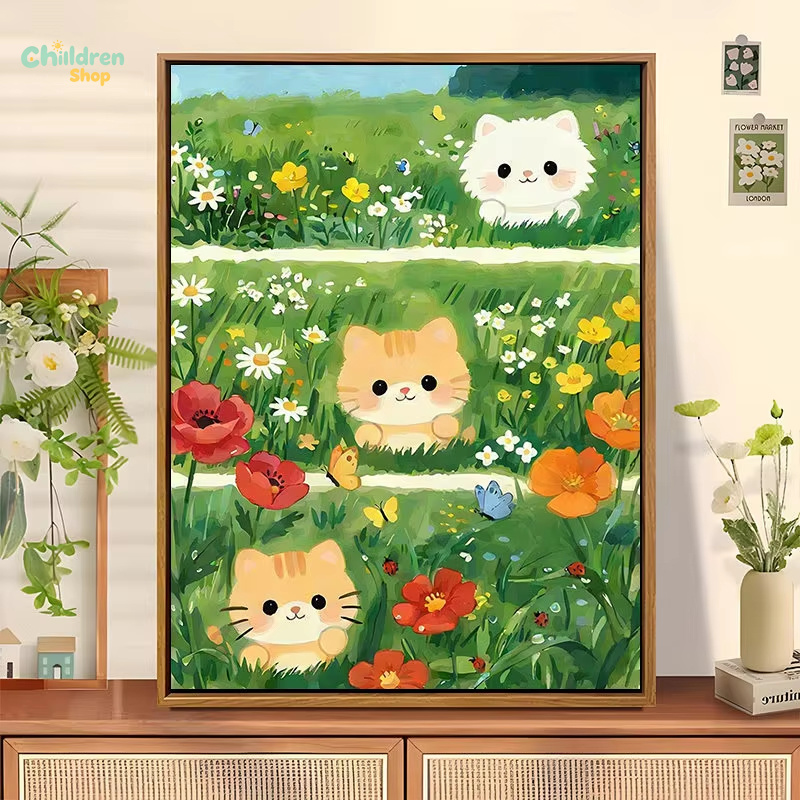 Resin Art Frame - ชุดอุปกรณ์เพชรประดับ DIY ลายเฮลโลคิตตี้จาก Sanrio ชุดศิลปะภาพเฮลโลคิตตี้ในธีมฤดูใบไม้ผลิ ภาพโมเสกเต็มรูปแบบสำหรับติดผนัง