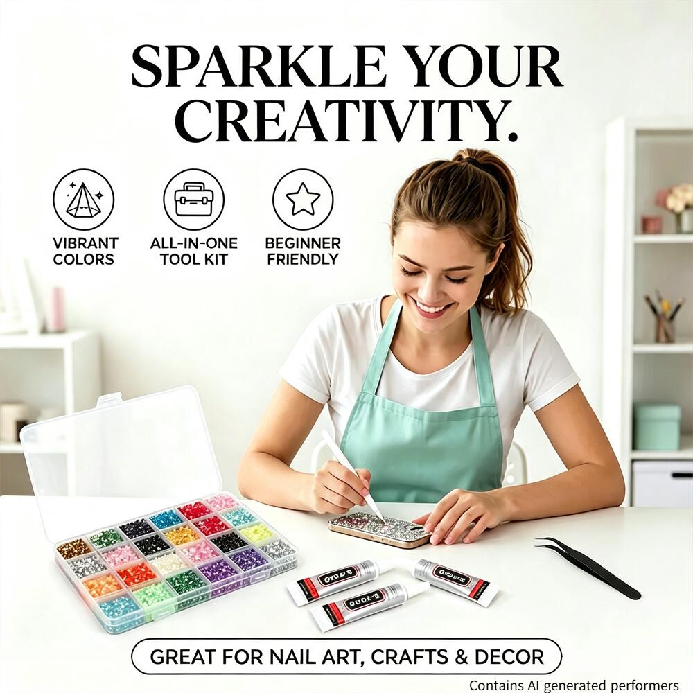 Resin Art Case - ชุดเพชรเรซินหลากสีขนาด 3 มม. พร้อมเครื่องมือ แหนบ ปากกา