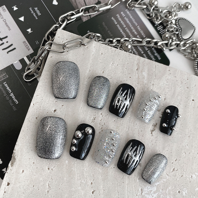 10 ชิ้น เล็บปลอมทรงสั้นทรงเหลี - Resin Art Glitter บทวิจารณ์และราคา