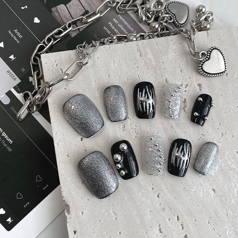 10 ชิ้น เล็บปลอมทรงสั้นทรงเหลี - Resin Art Glitter บทวิจารณ์และราคา