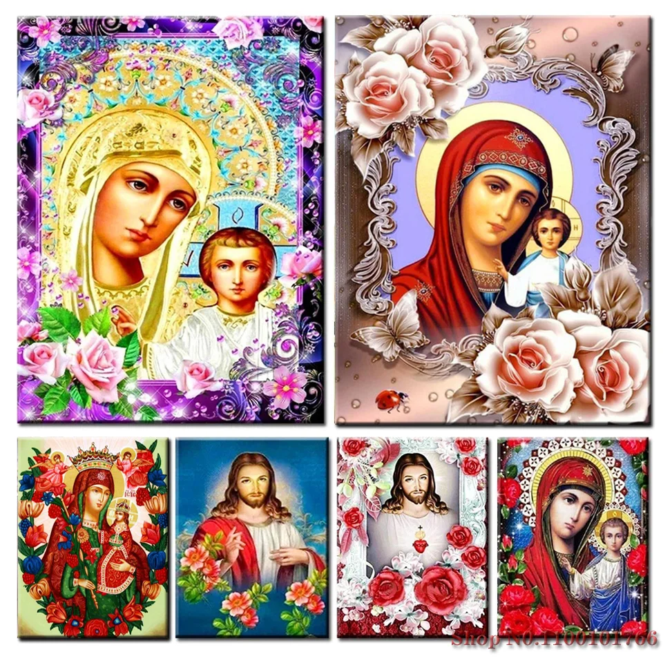 ภาพวาดเพชร 5D DIY ลายไอคอนพระแ - Resin Art Mary บทวิจารณ์และราคา