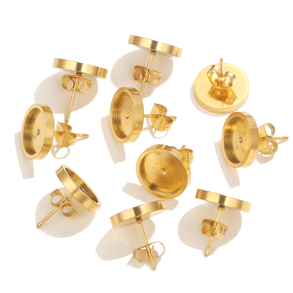 10pcs สแตนเลสสตีลต่างหูสตั๊ดกล - Resin Art Handmade บทวิจารณ์และราคา
