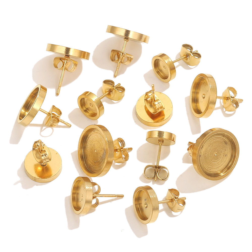10pcs สแตนเลสสตีลต่างหูสตั๊ดกล - Resin Art Handmade บทวิจารณ์และราคา